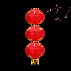 Китайский фонарь Круглый с рисунком, 3 яруса 30см
