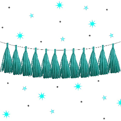 Гирлянда тассел 12 кисточек по 5 листов, изумрудный