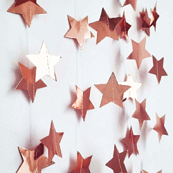 Гирлянда Звезды металлик 7 см 4 м розовое золото